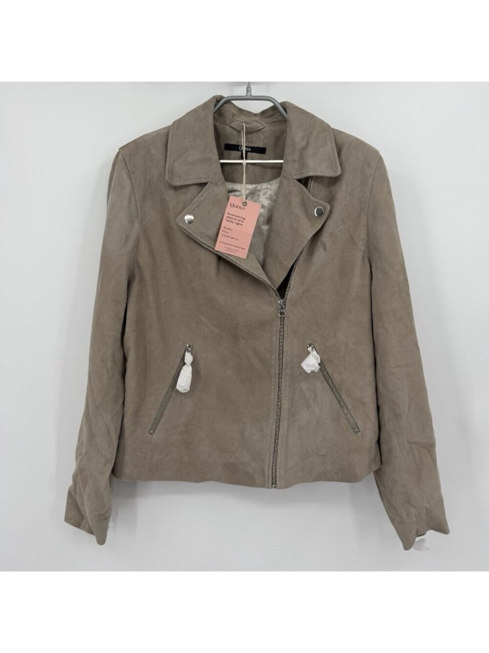 Quince Women's Sand Suede Biker Jacket size L Large Goat Leather NWT *READ
